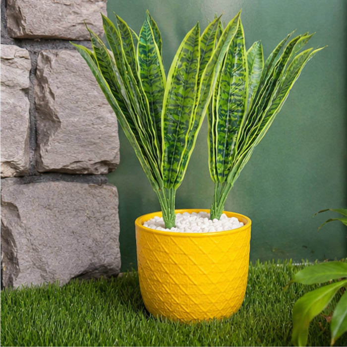 Set of 4 Artificial Sansevieria Plant with Variegated Green Leaves (without pot)