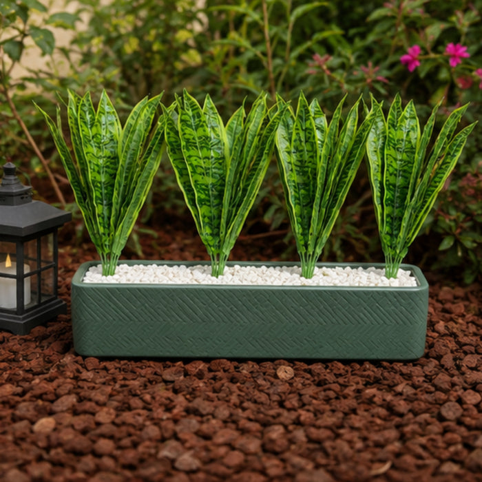 Set of 4 Artificial Sansevieria Plant with Variegated Green Leaves (without pot)