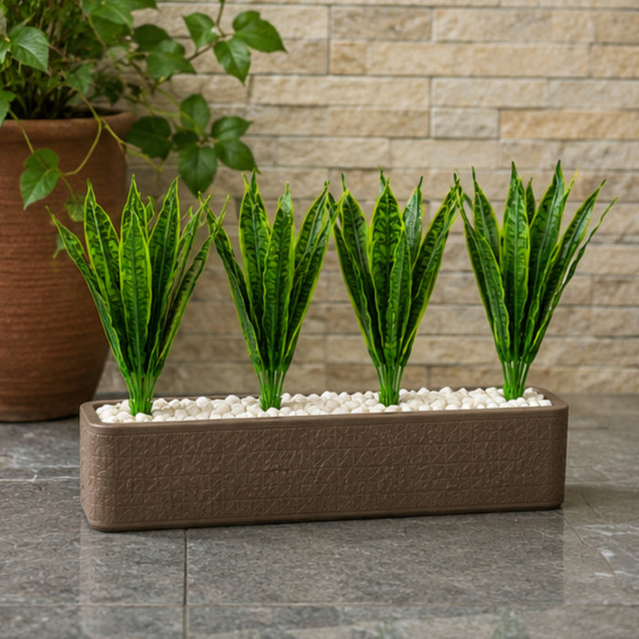 Set of 4 Artificial Sansevieria Plant with Variegated Green Leaves (without pot)