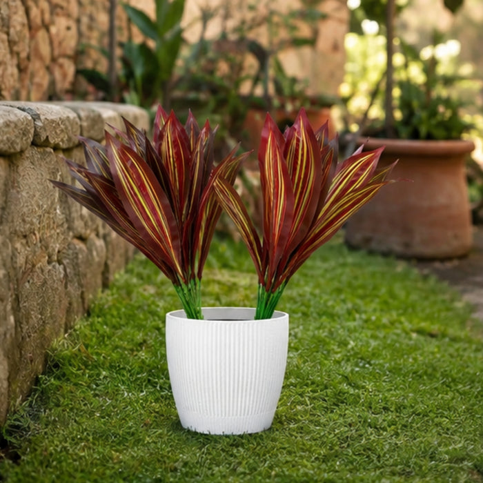 Artificial Set of 2 Plant with Red and Yellow Variegated Leaves (without pot)