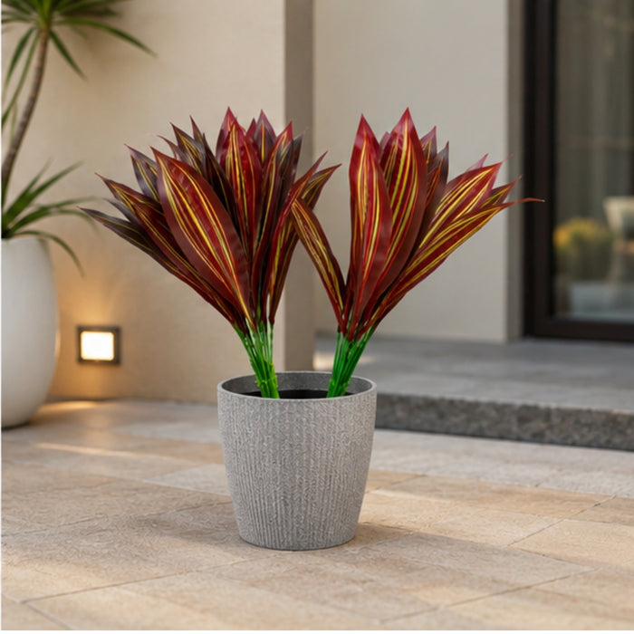 Artificial Set of 2 Plant with Red and Yellow Variegated Leaves (without pot)