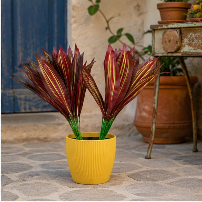 Artificial Set of 2 Plant with Red and Yellow Variegated Leaves (without pot)