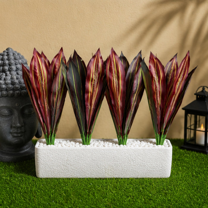Set of 4 Artificial Plant  with Red and Yellow Variegated Leaves (without pot)