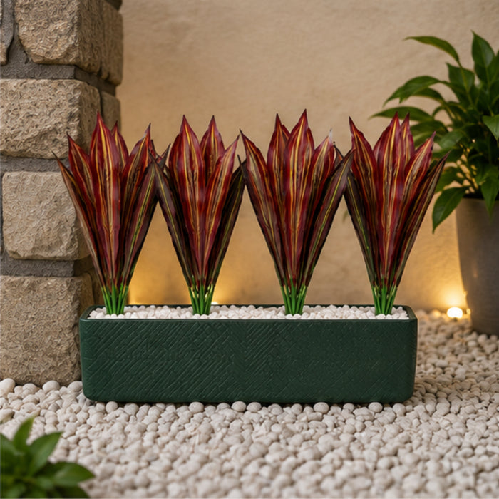 Set of 4 Artificial Plant  with Red and Yellow Variegated Leaves (without pot)