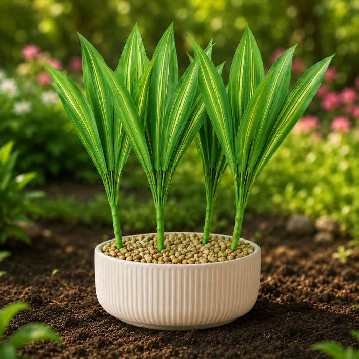 Artificial Green Dracaena Leaf Branch Set of 4
