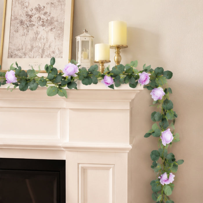 (Set of 2) Artificial Rose Flower String (Light Purple) for Home Décor.