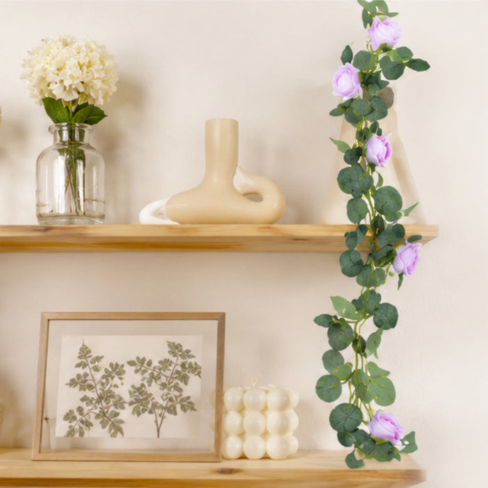 (Set of 2) Artificial Rose Flower String (Light Purple) for Home Décor.