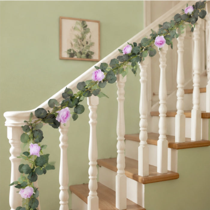 (Set of 2) Artificial Rose Flower String (Light Purple) for Home Décor.