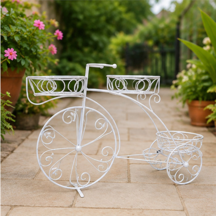 Triple Basket Cycle Plant Stand for Home, Garden and Balcony Decoration