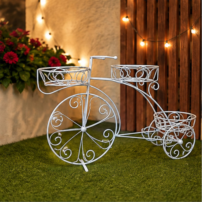 Triple Basket Cycle Plant Stand for Home, Garden and Balcony Decoration