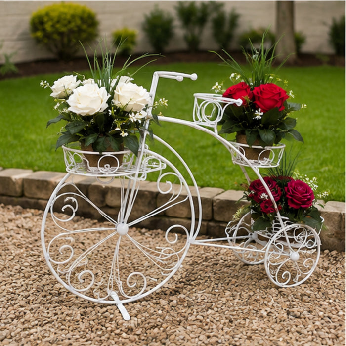 Triple Basket Cycle Plant Stand for Home, Garden and Balcony Decoration