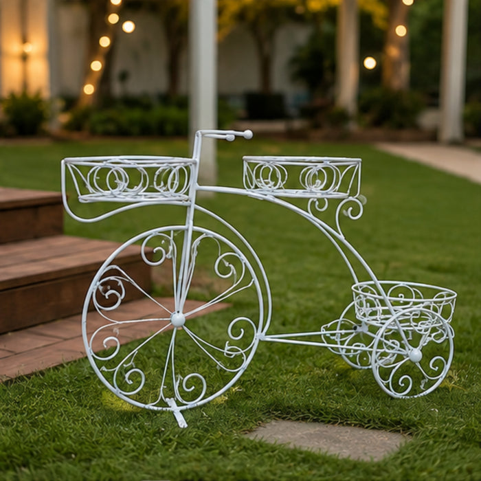 Triple Basket Cycle Plant Stand for Home, Garden and Balcony Decoration