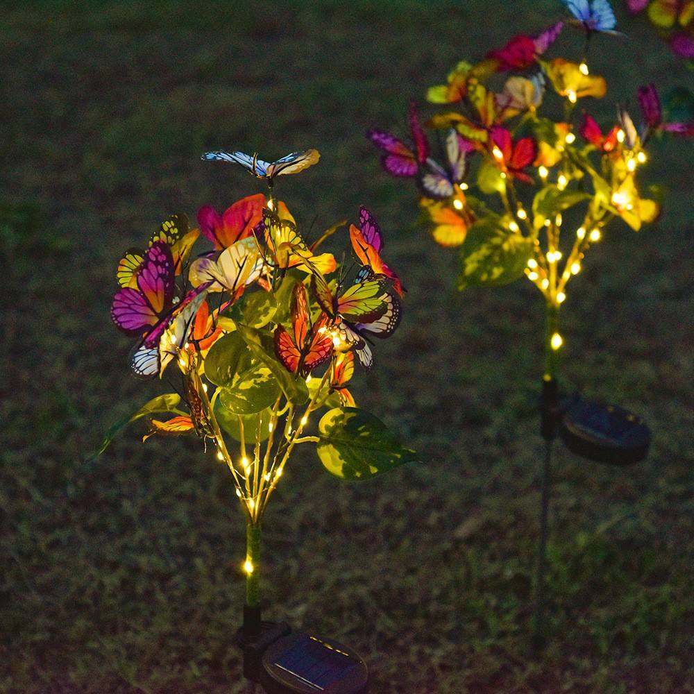 Solar Butterfly Garden Lights - Set of 2 Waterproof Outdoor Decorative Stakes