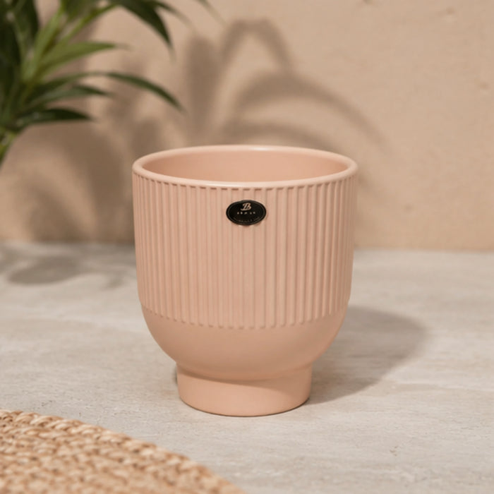 Pink  fluted ceramic pots for real plants