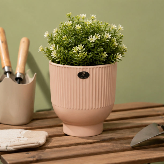 Pink  fluted ceramic pots for real plants