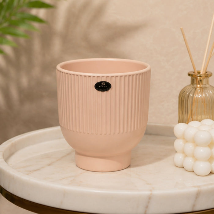 Pink  fluted ceramic pots for real plants
