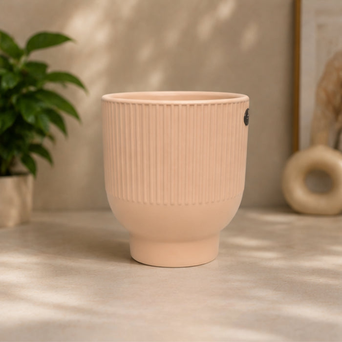 Pink  fluted ceramic pots for real plants