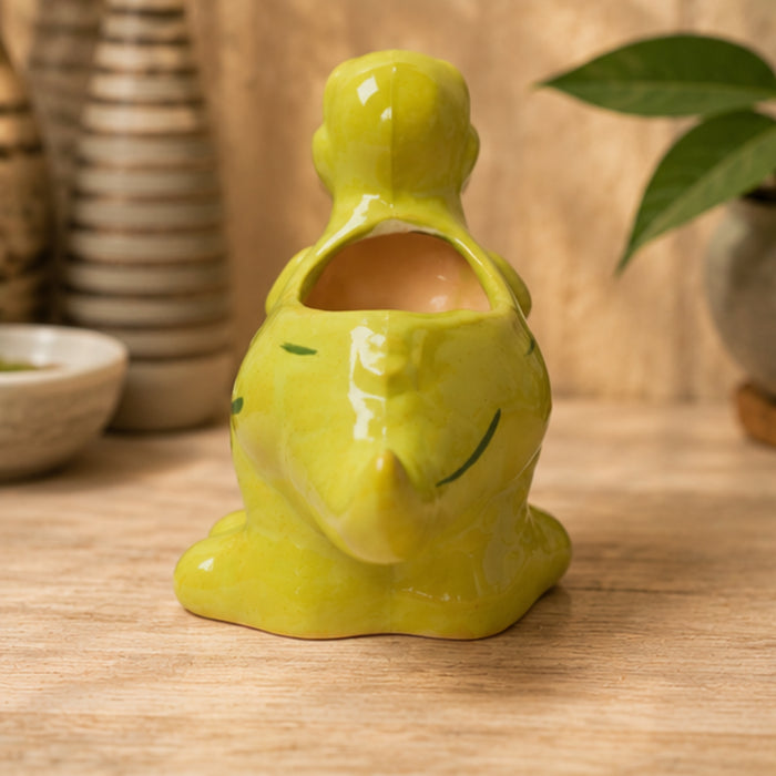 Ceramic dinasaur in green| can grow plants directly