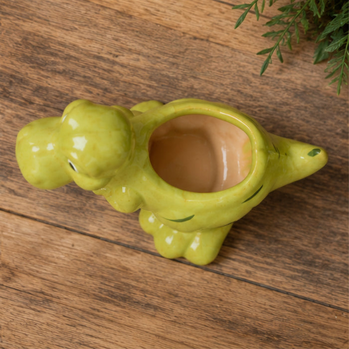 Ceramic dinasaur in green| can grow plants directly