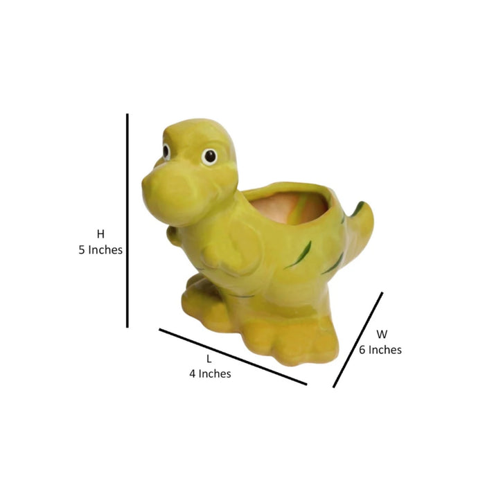 Ceramic dinasaur in green| can grow plants directly