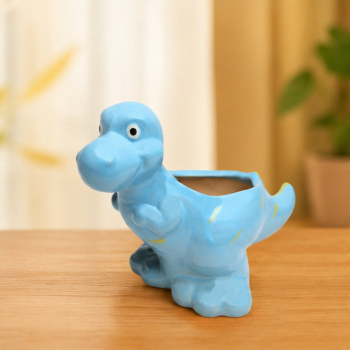 Ceramic dinasaur in blue| can grow plants directly