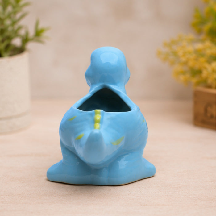 Ceramic dinasaur in blue| can grow plants directly