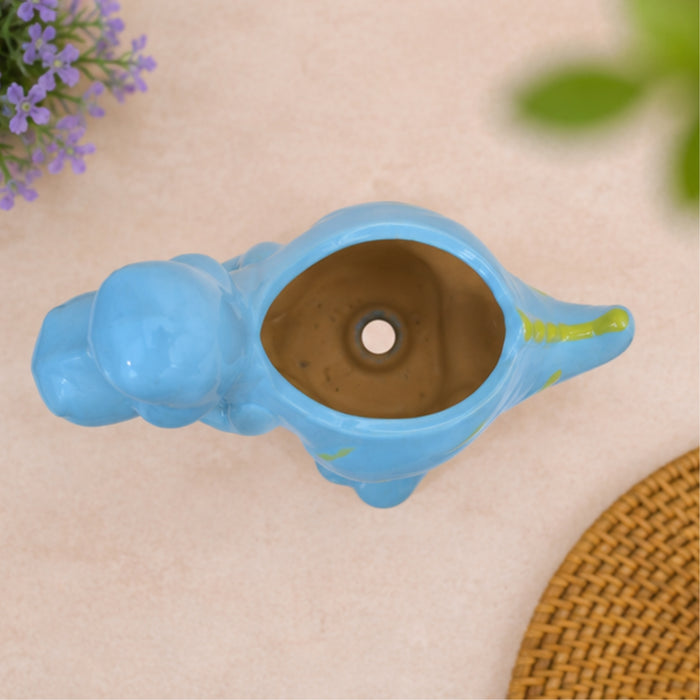 Ceramic dinasaur in blue| can grow plants directly