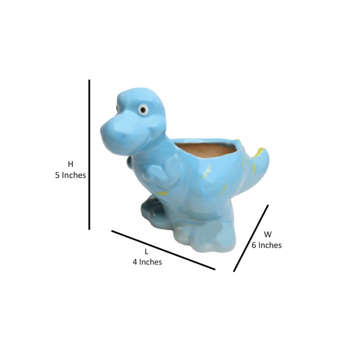 Ceramic dinasaur in blue| can grow plants directly