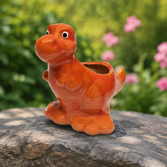 Ceramic dinasaur in red| can grow plants directly