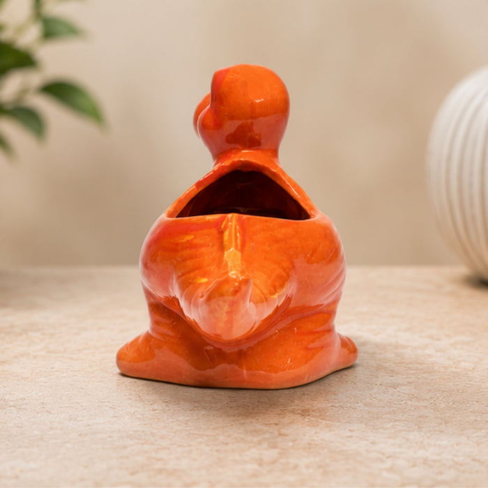 Ceramic dinasaur in red| can grow plants directly