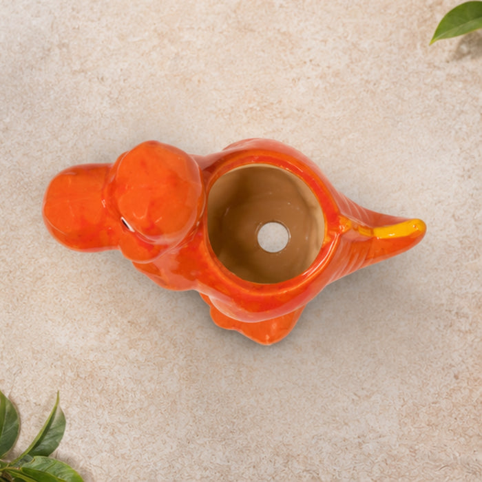 Ceramic dinasaur in red| can grow plants directly