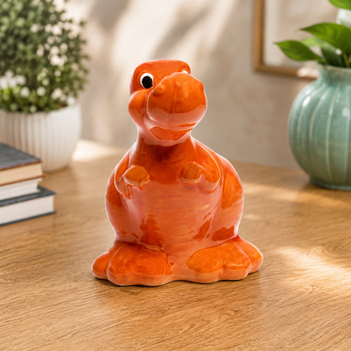Ceramic dinasaur in red| can grow plants directly
