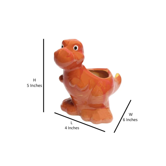 Ceramic dinasaur in red| can grow plants directly