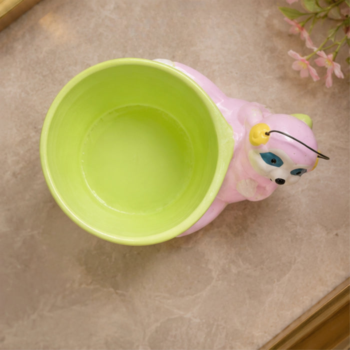 Sloth Bear Ceramic Pot for Home Decoration (Light Pink)