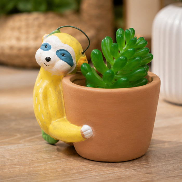 Cute Sloth Hanging/Leaning Ceramic Succulent Planter/Pot for Home Decor, Desk,