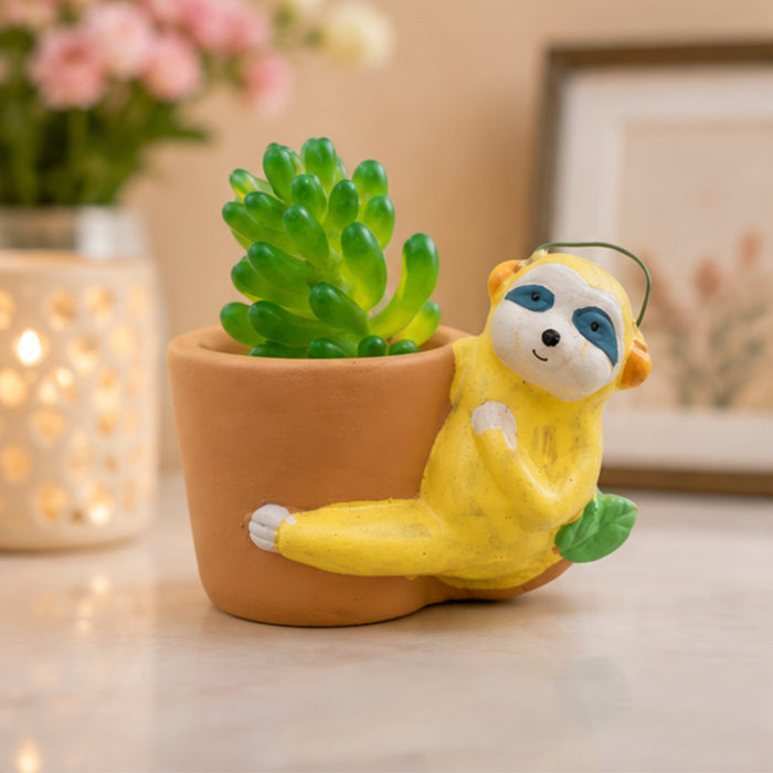 Cute Sloth Hanging/Leaning Ceramic Succulent Planter/Pot for Home Decor, Desk,