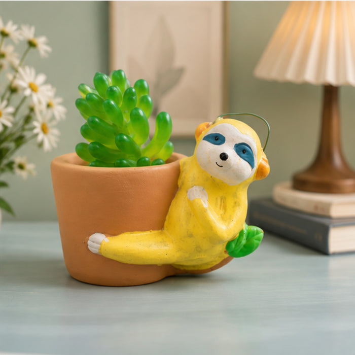 Cute Sloth Hanging/Leaning Ceramic Succulent Planter/Pot for Home Decor, Desk,