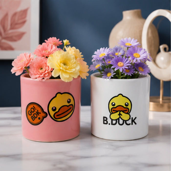 Ceramic Cute Ducks Print Pot For Garden Décor & Home décor -01