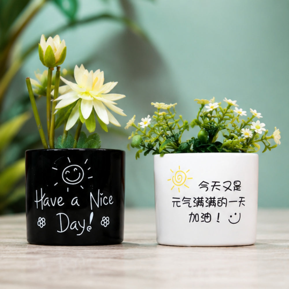 Ceramic Good Morning Print Pot For Garden Décor & Home décor -02