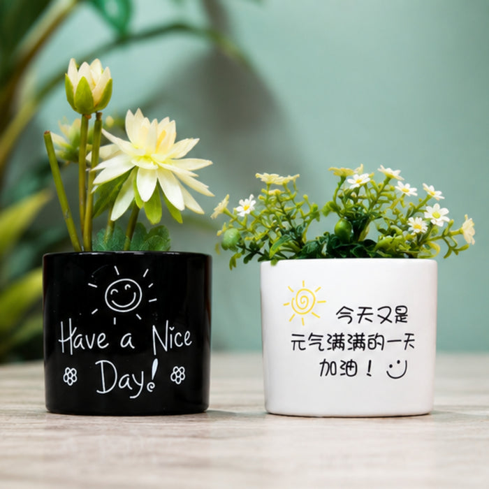 Ceramic Good Morning Print Pot For Garden Décor & Home décor -02