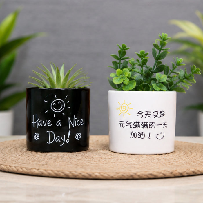 Ceramic Good Morning Print Pot For Garden Décor & Home décor -02