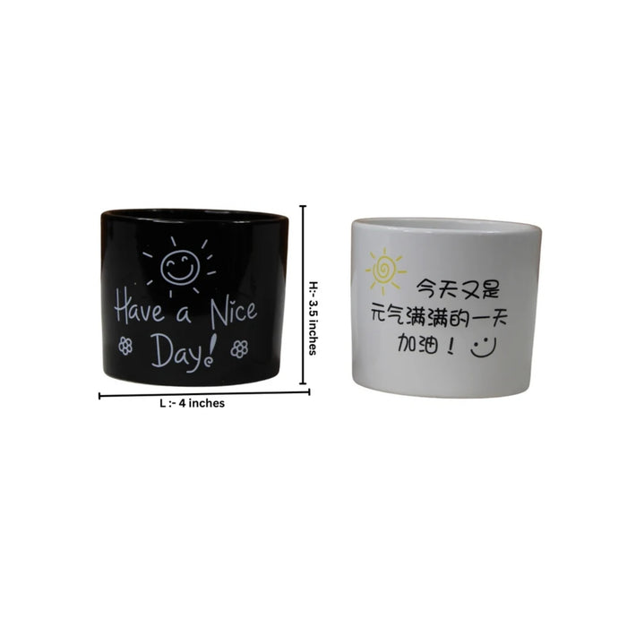 Ceramic Good Morning Print Pot For Garden Décor & Home décor -02