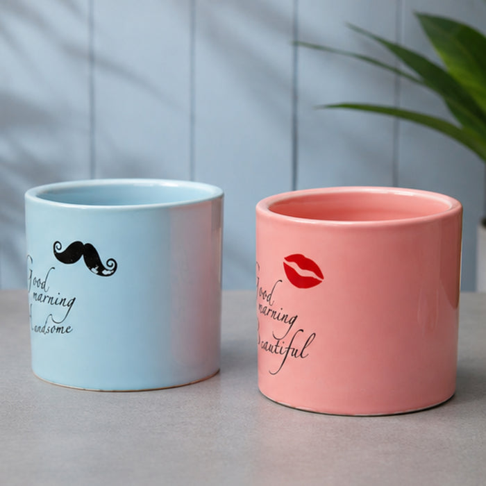 Ceramic Good Morning Print Pot For Garden Décor & Home décor -01