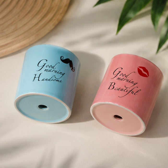Ceramic Good Morning Print Pot For Garden Décor & Home décor -01