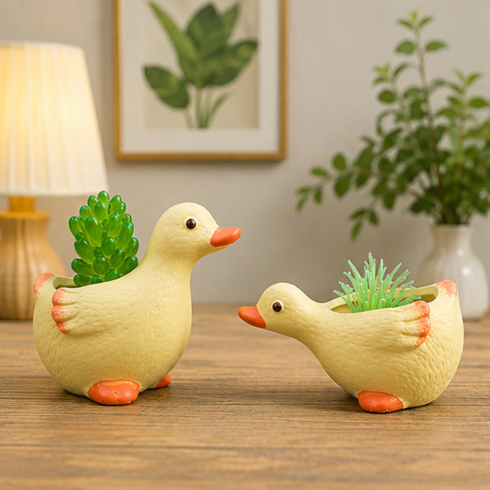 Cute Duck Shaped Ceramic Succulent Planters/Flower Pots (Set of 2)