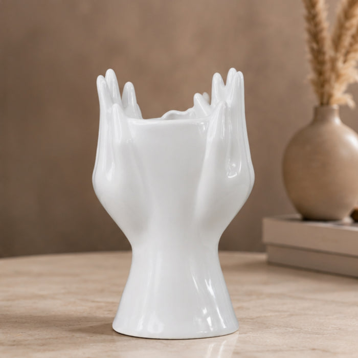 Ceramic Face Vase White Flower Vase for Decor Female Form Face Vase Art Vase -02