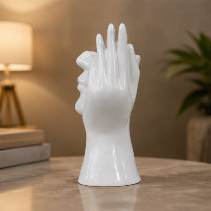 Ceramic Face Vase White Flower Vase for Decor Female Form Face Vase Art Vase -02