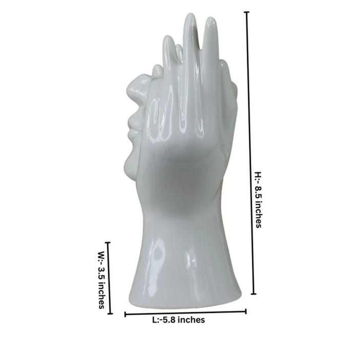 Ceramic Face Vase White Flower Vase for Decor Female Form Face Vase Art Vase -02