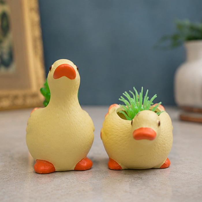 Cute Duck Shaped Ceramic Succulent Planters/Flower Pots (Set of 2)