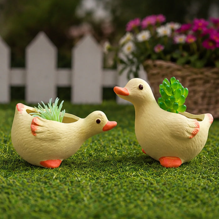 Cute Duck Shaped Ceramic Succulent Planters/Flower Pots (Set of 2)